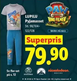Master - LUPILU Pyjamasset Dino Filmen Stl. 98/104-122/128