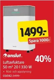 Luftavfuktare 50 m² 20 l 330 W