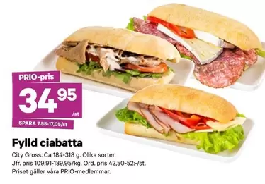 Fylld ciabatta