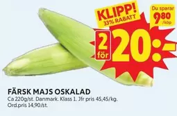 FÄRSK MAJS OSKALAD