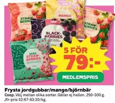 Coop - Frysta jordgubbar/mango/björnbär