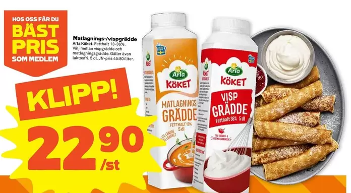 Arla - Matlagnings- / Vispgrädde