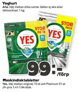 Yes - Maskindisk tabletter