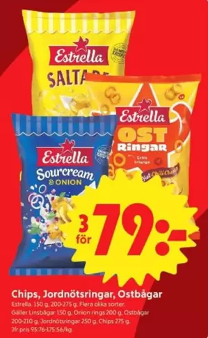 Estrella - Chips, Jordnötsringar, Ostbågar