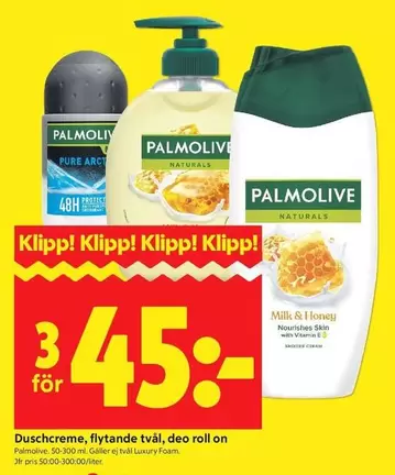 Palmolive - Duschcreme, flytande tvål, deo roll on
