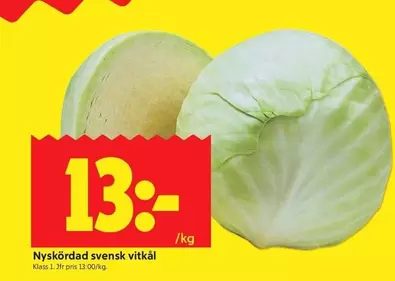 Nysköad svensk vitkål