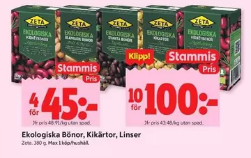 Zeta - Ekologiska Bönor, Kikärtor, Linser