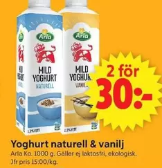 Arla - Yoghurt naturel & vanil