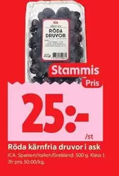 Röda kärnfria druvor