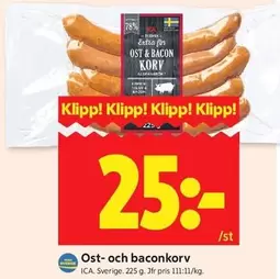 Extra - Ost- och baconkorv