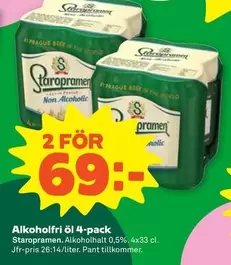 Staropramen - Alkoholfri Öl 4-pack