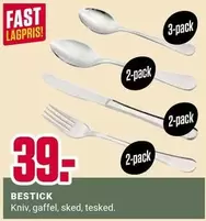 BESTICK Kniv, gaffel, sked, tesked