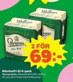 Staropramen - Alkoholfritt Öl 4-pack