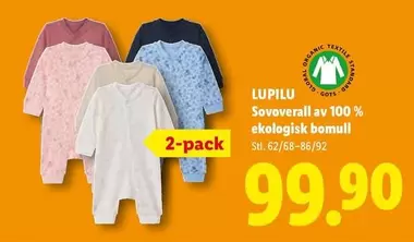 Sovoverall av 100 % ekologisk bomull