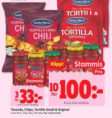Santa Maria - Tacosås, Chips, Tortilla Small & Original
