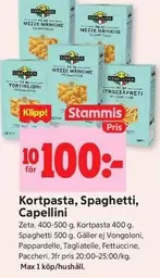 Zeta - Kortpasta, Spaghetti, Capellini