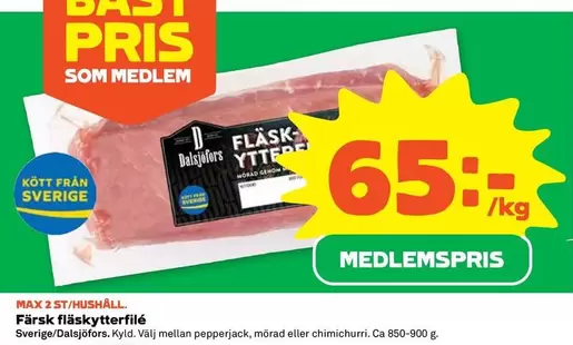 Färsk fläskytterfilé