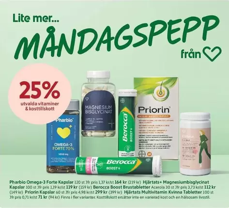 Mer - Pharbiio Omega-3 Forte Kapslar, Priorin Kapslar, Hjärtats Multivitamin Kvinna Tabletter