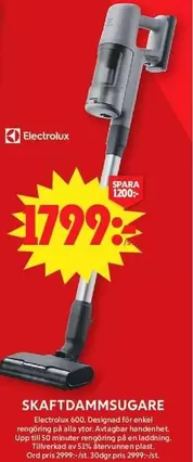 Electrolux - Skaftdammsugare 600