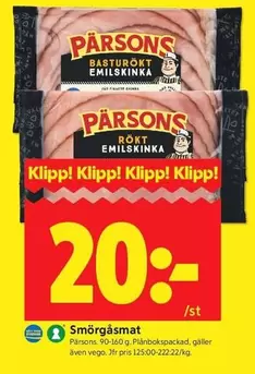 Pärsons - BASTURÖKT EMILSKINKA RÖKT EMILSKINKA