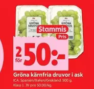 Gröna kärnfria druvor
