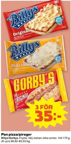 Billys - Pan pizza/piroger