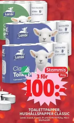 Lambi - TOALETTPAPPER, HUSHÅLLSPAPPER CLASSIC
