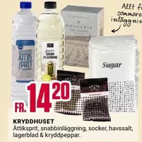 Ättiksprit, snabbinläggning, socker, havssalt, lagerblad & kryddpeppar