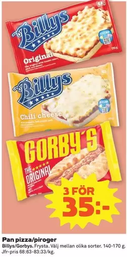 Billys - Pan pizza/piroger