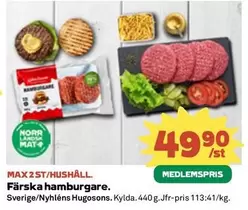 Färska hamburgare