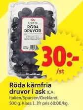 Röda kärnfria druvor