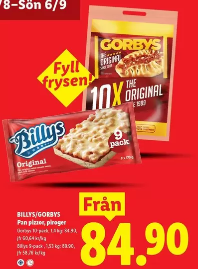 Billys - Pan pizza, piroger