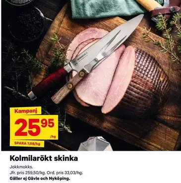 Kolmilarökt skinka