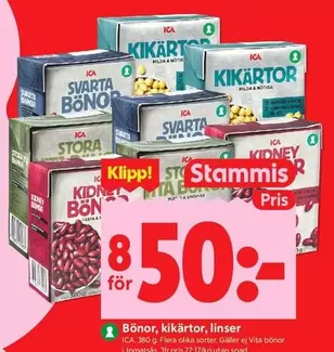 Bönor, kikärtor, linser
