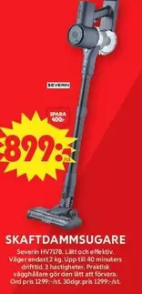 Severin - Skaftdammsugare HV7178