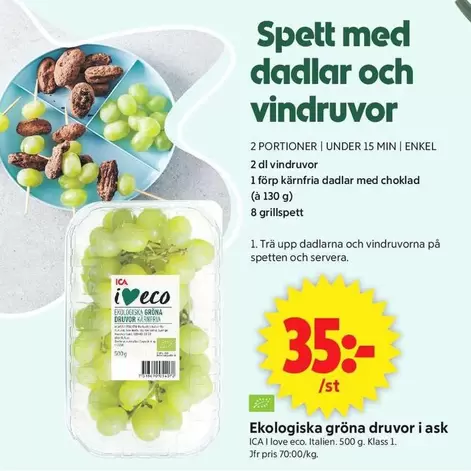 Spett med dadlar och vindruvor