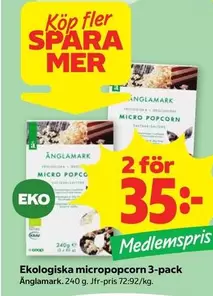 Änglamark - Ekologiska micropopcorn 3-pack