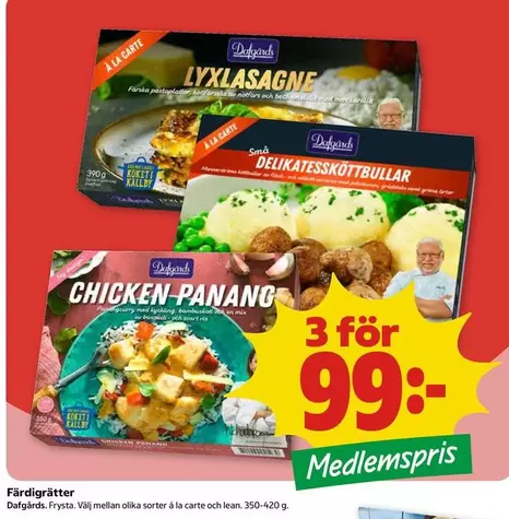 Dafgård - LYXLASAGNE, DELIKATESSKÖTTBULLAR, CHICKEN PANANG