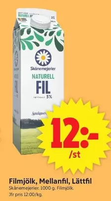 Skånemejerier - Filmjölk, Mellanfil, Lättfil