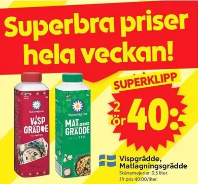 Skånemejerier - Vispgrädde, Matlagningsgrädde