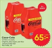 coca-cola - Coca-Cola 1,5 liter x 4-pack, Original, Zero Sugar