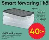 Smart - Matförvaring Kotikulta med 3 våningar, Easy-Click, 0,75 liter, per förp G-462-3