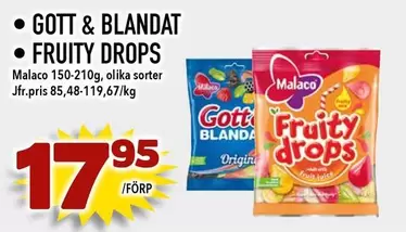 Malaco - GOTT & BLANDAT FRUITY DROPS