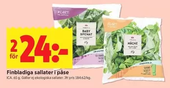 Finbladiga sallater i påse