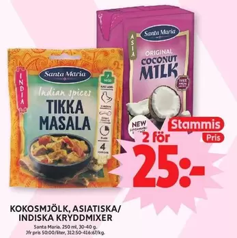 Santa Maria - Tikka Masala, Original Coconut Milk