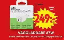 Belkin - Dual USB-C GaN Wall Charger 67W