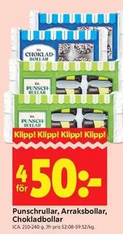 Punschrullar, Arraksbollar, Chokladbollar