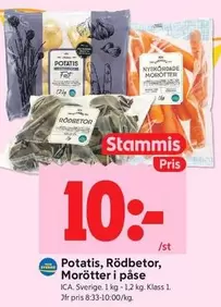 Potatis, Rödbetor, Morötter i påse