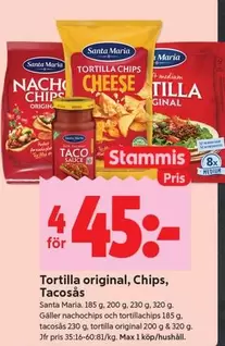 Santa Maria - Tortilla original, Chips, Tacosås