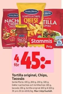 Santa Maria - Tortilla original, Chips, Tacosås
